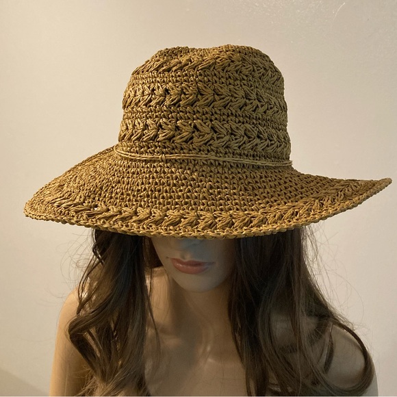 Woven Straw Sun Hat - Natural Tan - Picture 3 of 8